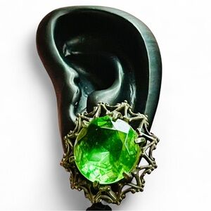 Antique Uranium Glass Earrings, Hunky, Impressive!